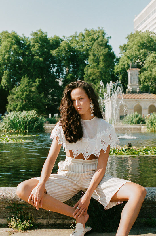 Stella Short - White & Stone Stripe