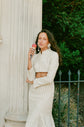 Maude Skirt - White & Stone Stripe