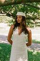 Ira Dress - White & Stone Stripe Pre-Order