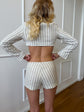 Edith Short - White & Stone Stripe