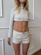 Edith Short - White & Stone Stripe
