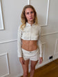 Maia Jacket - White & Stone Stripe