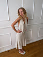 Ira Dress - White & Stone Stripe Pre-Order
